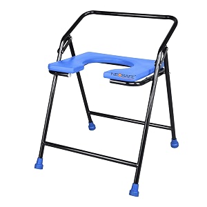 neosafe mild steel commode stool blue