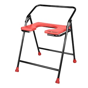 neosafe mild steel commode stool red