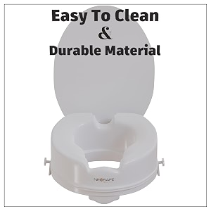neosafe portable lightweight plastic toilet commode seat raiser elevator extension with lid cover ideal for handicap knee patients old senior citizen white size 4 inch