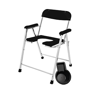neosafe premium folding stainless steel shower bathing room commode stool indian toilet seat for elderly disabled men and pregant women support black
