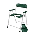 NEOSAFE Premium Folding Stainless Steel Shower Bathing Room Mobile Commode Stool Indian Toilet Seat for Elderly Disabled Men and Pregant Women Support (Green)