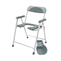 NEOSAFE Premium Folding Stainless Steel Shower Bathing Room Mobile Commode Stool Indian Toilet Seat for Elderly Disabled Men and Pregant Women Support (Grey)