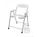 NEOSAFE Premium Folding Stainless Steel Shower Bathing Room Commode Stool Indian Toilet Seat for Elderly Disabled Men and Pregant Women Support (White)