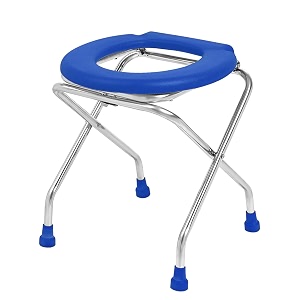 neosafe stainless steel premium folding shower bathing room commode stool indian toilet seat for elderly disabled man and pregant women support safe chair anti-slip blue