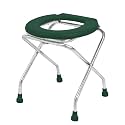 NEOSAFE Stainless Steel Premium Folding Shower Bathing Room Commode Stool Indian Toilet Seat for Elderly Disabled man and Pregant Women Support Safe Chair Anti-Slip (Green)