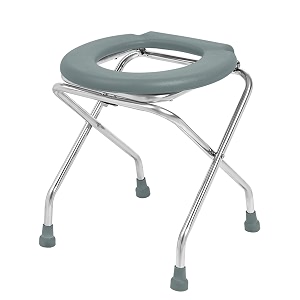stainless steel folding shower chair toilet chair commod chair for indian toilet for elderly disabled man women and pregant women with anti-slip rubber bushgrey80kg weight capacity