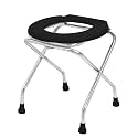 NEOSAFE Stainless Steel Round Commode Chair Shower Chair Commode Chair for Bathroom (Black)