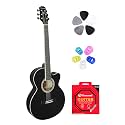 Wood Flym, Acoustic Guitar With Touch Pickup, Bag, Plectrums, Finger Protectors &amp; String Set Matt Finish (Black)