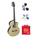 FLYM, Acoustic Guitar with Touch Pickup, Bag, Plectrums, finger Protectors & Neowood String Set Matt Finish (Natural)