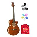 FLYM, Acoustic Guitar with Touch Pickup, Bag, Plectrums, finger Protectors &amp; Neowood String Set Matt Finish (Coffee)