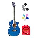 FLY-SM, Acoustic Guitar with Touch Pickup, Bag, Plectrums, finger Protectors &amp; Neowood String Set (Blue)