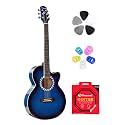 FLY-SG, 39 Inches Basswood Acoustic Guitar With Touch Pickup, Bag, Plectrums, Finger Protectors String Set (Blue)