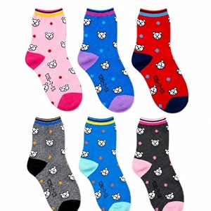 nephar kids printed ankle socks pack of 6  cute cartoon bear design  soft cotton stretchable breathable socks for boys amp girls  school playtime amp casual wear