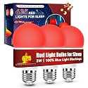 Neporal 625nm Red Light Bulbs for Sleep 3W, 100% Blue Light Blocking Light Bulbs for Melatonin Promoting, A19 LED 40W Equivalent Soft Red Night Light Bulb for Baby Nursery, Sleeping, Reading, 3-Pack