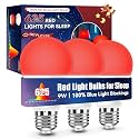 Neporal Red Light Bulbs for Sleep Aid—100% Blue Light Blocking—625nm 9W 3PK