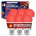 Neporal 625nm Red Light Bulbs for Sleep 3W, 100% Blue Light Blocking Light Bulbs for Melatonin Promoting, A19 LED 40W Equivalent Soft Red Night Light Bulb for Baby Nursery, Sleeping, Reading, 6-Pack