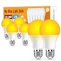 Neporal Amber Light Bulbs, 9W, 60W Equivalent, A19, Soft, Blue Light Blocking, Warm, 1800K, Night Light, Dim, Healthy Sleep and Baby Nursery (6)
