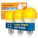 Neporal Amber Light Bulbs, 9W 60W Equivalent A19 Soft Light Bulb, Blue Light Blocking Warm Light Bulbs, 1800K Amber Night Light Bulb, Dim Bulb for Healthy Sleep and Baby Nursery Light (3)