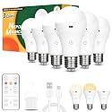 Neporal MagicGlow Rechargeable Light Bulbs with Remote, 3 Colors Shift + Dimmable Battery Powered Light Bulbs, USB Rechargeable, A19 Standard Emergency LED Light Bulbs, 15W, Up to 24 Hours