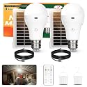 Neporal MagicGlow Rechargeable Light Bulbs with Remote, 3 Colors Shift + Dimmable Battery Powered Light Bulbs, USB Rechargeable, A19 Standard Emergency LED Light Bulbs, 15W