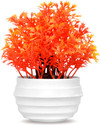 NERAPI Orange Artificial Coriander Grass Leaf Flower Plant | Orange Wild Flower Artificial Flower  with Pot (5.5 inch, Pack of 1, Flower with Basket)
