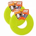 Nerf Dog Atomic Flyer Outdoor Dog Toy, 10 Inch Flying Disc Dog Fetch Toy, Rubber Dog Toy for Medium Dogs and Large Dogs, Green (Pack of 2)