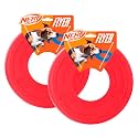 Nerf Dog Atomic Flyer Outdoor Dog Toy, 10 Inch Flying Disc Dog Fetch Toy, Rubber Dog Toy for Medium Dogs and Large Dogs, Red (Pack of 2)