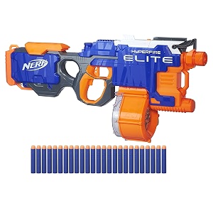 nerf hyperfire motorized elite blaster 25-dart drum fires up to 5 darts per second includes 25 elite dartsmulticolor