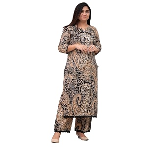 Nermosa Kalamkari Printed Straight Kurta Set for