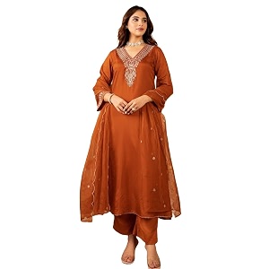 Nermosa Women Embroidery Solid Anarkali Kurta and