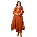 Nermosa Women Embroidery Solid Anarkali Kurta and