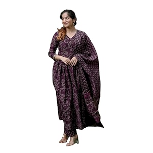 Nermosa Women Printed Anarkali Kurta Pant with