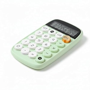 nertz solid calculator 10-digit lcd display basic desk with round mechanical keys auto power-off anti-slip base portable battery calculator for office school college shop amp home green