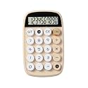 NERTZ Solid Calculator, 10-Digit LCD Display Basic Desk with Round Mechanical Keys, Auto Power-Off, Anti-Slip Base, Portable Battery Calculator for Office, School, College, Shop &amp; Home (Beige)