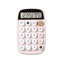 NERTZ Solid Calculator, 10-Digit LCD Display Basic Desk with Round Mechanical Keys, Auto Power-Off, Anti-Slip Base, Portable Battery Calculator for Office, School, College, Shop & Home (Pink)