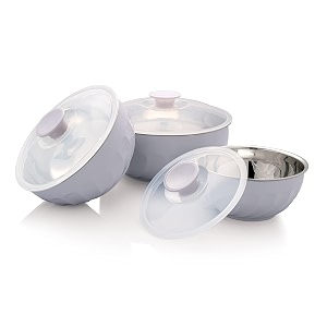nescro mixing amp serving microwave safe stainless steel bowl 3 pcs set 60012001800 ml silver grey