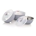 Nescro Mixing &amp; Serving Microwave Safe Stainless Steel Bowl 3 Pcs Set (600/1200/1800 ML) (Silver Grey)