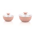 Nescro Mixing &amp; Serving Microwave Safe Stainless Steel Bowl 2 Pcs Set (600/1200 ML) (Sandstone Cream)