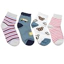 Neska Moda 6 To 24 Months & 2 To 5 Years Kids Unisex Multicolor Cotton 4 Pair Ankle Length Socks