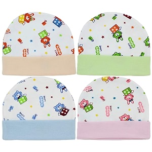neska moda baby boys and girls pack of 4 cotton caps for 0 to 12 months pinklight blueorangelight green