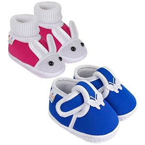neska moda pack of 2 unisex baby booties for 6 to 12 months bluepink