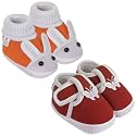Neska Moda Pack of 2 Unisex Baby Booties for 6 to 12 Months (Maroon,Orange)