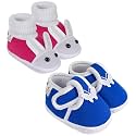 Neska Moda Pack of 2 Unisex Baby Booties For 6 To 12 Months (Maroon,Orange)