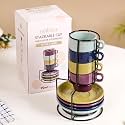 Nestasia Ceramic Espresso Cup and Saucer Set of 4 (90ml) | Colorful, Durable Ergonomic Design with Glossy Finish | Ideal for Gifting (Multicolour)
