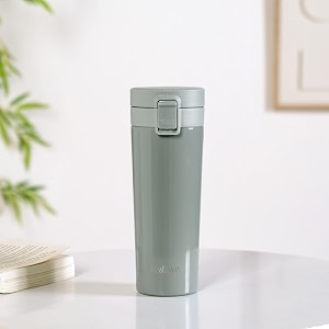nestasia insulated travel coffee tumbler stainless steel 450ml  leakproof double-wall hot amp cold beverage mug with flip-top lid  810 hours temperature retention for office gym home green
