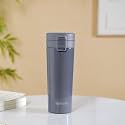 Nestasia Insulated Travel Coffee Tumbler Stainless Steel (450ml) | Leakproof, Double-Wall, Hot &amp; Cold Beverage Mug with Flip-Top Lid | 8/10 Hours Temperature Retention for Office, Gym, Home (Grey)