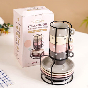 Nestasia Pack of 4 Ceramic Stackable Expresso