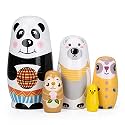 Nesting Dolls Russian Matryoshka Wood Stacking Dolls for Kids Handmade Toys(Panda)