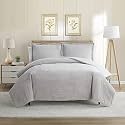 Nestl Premium Flannel Duvet Cover Set - 3 PC Reversible Queen Comforter Cover Set with Microfiber Back - 1 Velvet Duvet Cover Queen with Zipper Closure &amp; 2 Pillow Shams 90 x 90 inches - Silver Gray