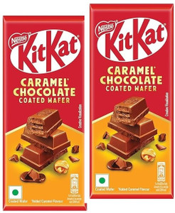 nestle kitkat chocolate caramel coated wafer crispy  delicious bar 2 x 50 g